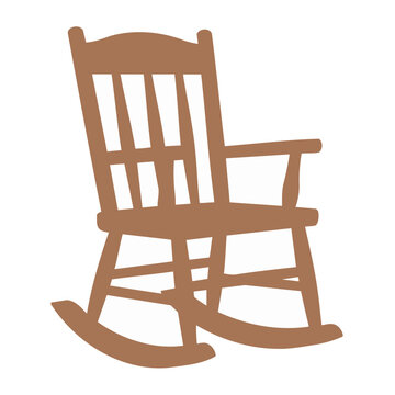 Brown Wooden Rocking Chair Flat Vector Illustration