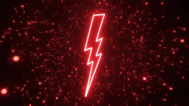 Glowing red lightning bolt graphic element.