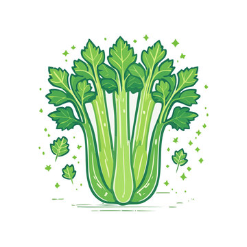 Flat illustration of celery with leaves