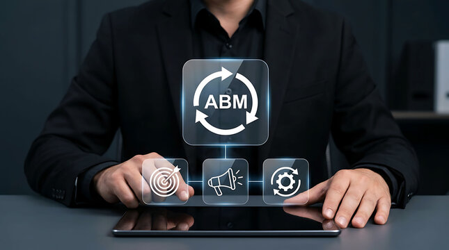 ABM Account Based Marketing loop business strategy automation tablet concept
