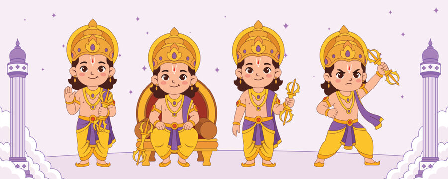 Indra Character Collection Hindu God Illustration