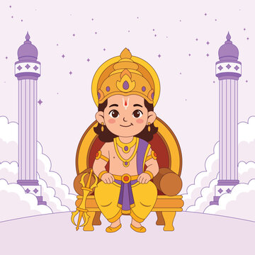 Indra Throne Pose Hindu God Illustration