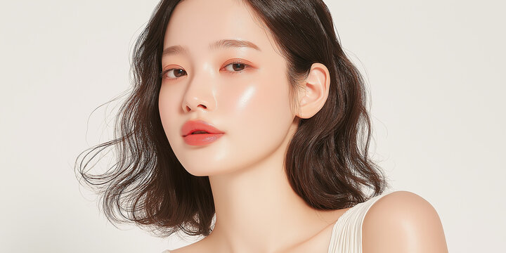 美容, 女性, スキンケア, 化粧品, ビューティー, 若い女性, 美肌, 日本人, アジア人, フェイシャル, メイク, 美容液, 保湿, クリーム, エイジングケア, 美容医療, エステ, 美容クリニック, 肌ケア, ナチュラルメイク, 透明感, ツヤ肌, モデル, 笑顔, ポートレート, クローズアップ, リラックス, 癒し, 健康的, 美白, コラーゲン, ヒアルロン酸, アンチエイジング