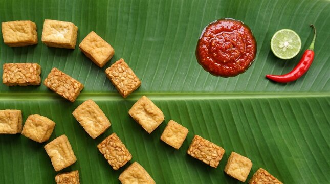 Zen garden made of food, tofu and tempeh