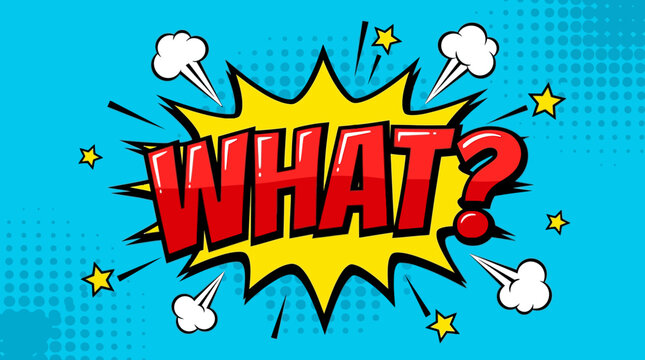 Comic book style speech bubble with question.