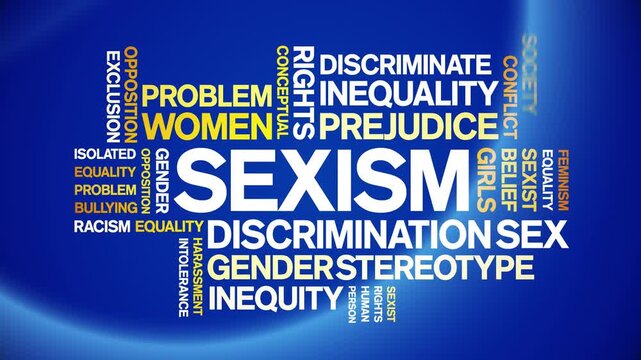 Sexism animated word cloud-text design animation tag kinetic typography seamless loop.