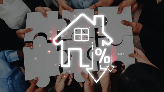 Collaborative Effort to Solve Housing Market Challenges with Puzzle Pieces and Graph Indicators of Declining Trends in Real Estate Sigmoid