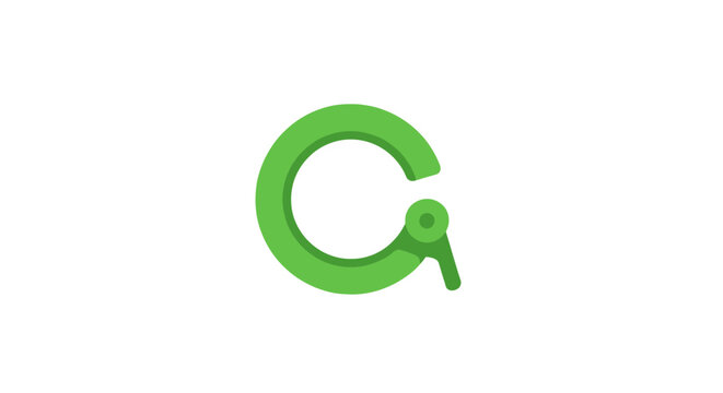 Bright green plastic circular hook fastener isolated.