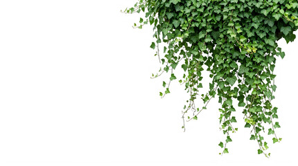 Fototapeta premium Lush green ivy arch and hanging climbing plants isolated on a white background.