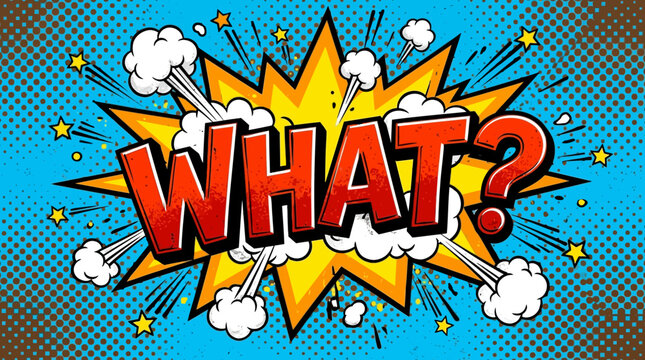 Comic book style speech bubble with question.