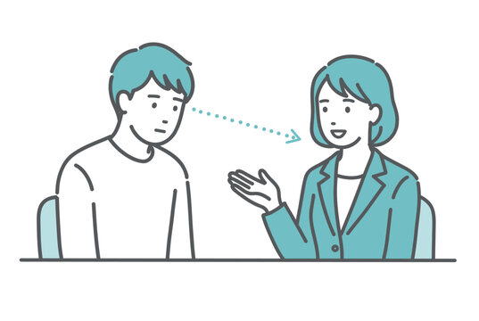 目線を合わせるのが苦手なASD男性のイラスト