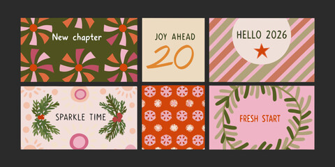Floral and geometric patterns with new year greetings vector illustration © Bipul