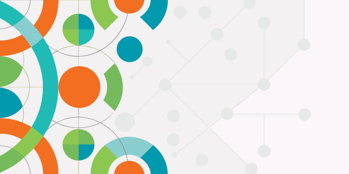 Geometric network pattern with overlapping circles and connecting lines vector illustration