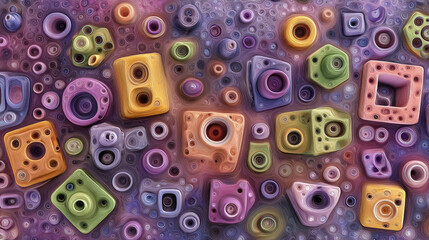 Fototapeta premium Abstract background with colorful 3D shapes and textured patterns