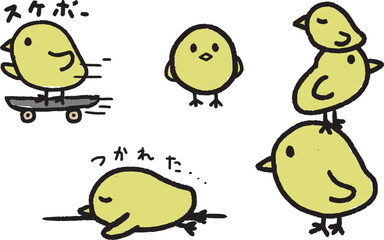 可愛い手書きのひよこのイラストセット © foolchico