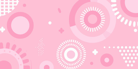 Fototapeta premium Pink geometric circles and abstract shapes a vector pattern background