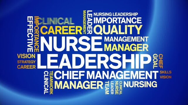 Nurse Leadership animated word cloud-text design animation tag kinetic typography seamless loop.