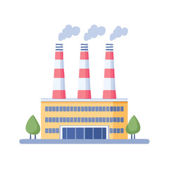 Naklejka premium Flat illustration of a power plant with chimneys and smoke