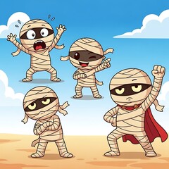 Naklejka premium Mummy Cartoon Set.