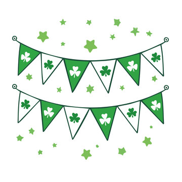 St. Patrick's Day bunting with shamrocks and stars