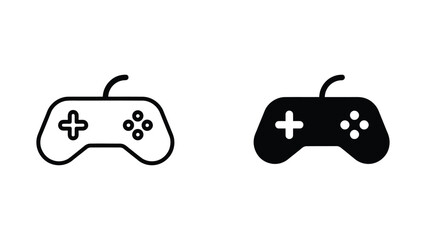 minimalist game controller icon set with outlined and solid joystick design, modern gaming console symbol collection isolated on white background for apps,,logo, web, print and digital projects © Clipzax