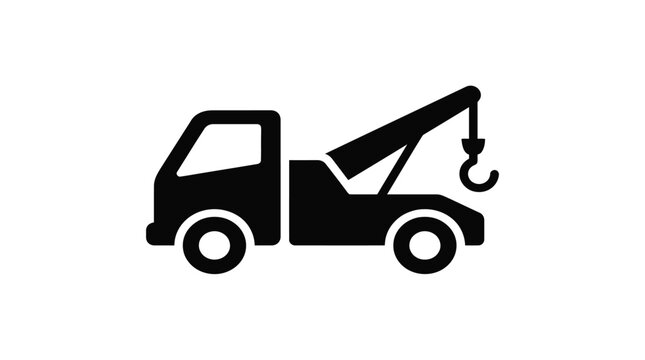 A black silhouette icon depicts a tow truck with a hook attached to its boom.