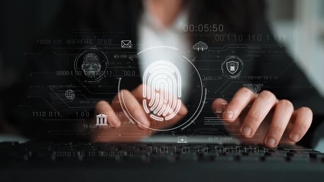 Biometric fingerprint identification and cybersecurity system ensuring secure access, identity verification, cloud data protection, and digital safety Marrow