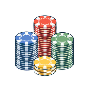 Colorful poker chips stack vector illustration