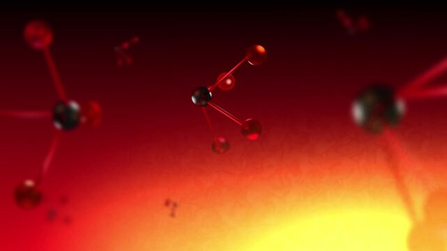 Lead II Oxide Molecules Floating in Cinematic Environment