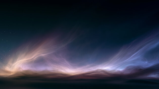 Ethereal Colorful Polar Stratospheric Clouds at Night Sky