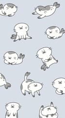 Cartoon Seal Animals in Various Poses. © logo
