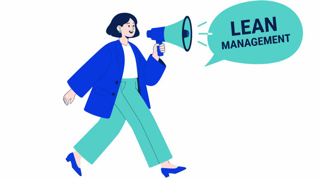 Illustration of person using megaphone for lean management.