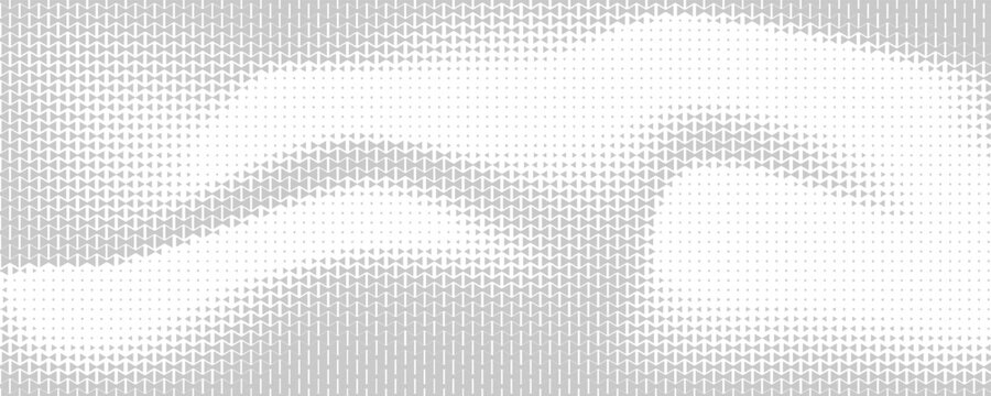 Abstract geometric halftone triangle pattern with soft beige and grey gradient wave effect for elegant background design.