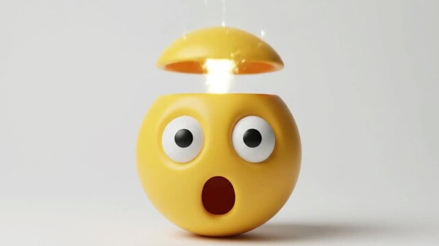 3D mind blown emoji animation with exploding sparkle particles for surprising video reaction