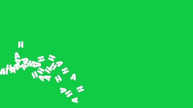 Haha Text Flying Left on Green Screen Background, Looping Animation