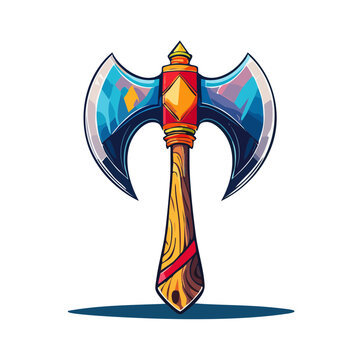Colorful double headed axe vector illustration