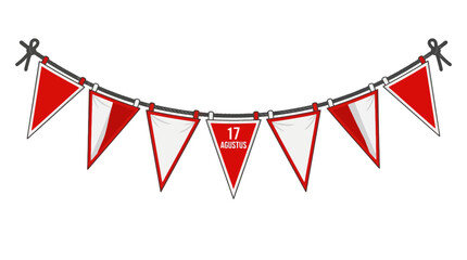 Obraz premium Indonesian Independence Day red and white bunting flag garland illustration. EPS Editable. Vector Illustrations.