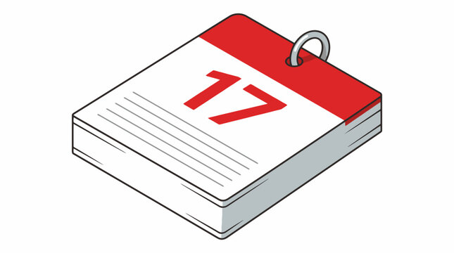 Isometric vector illustration of a tear off calendar showing number seventeen. EPS Editable. Vector Illustrations.
