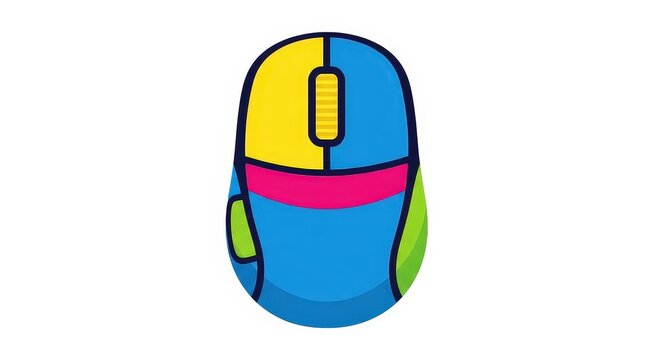 Vibrant neon computer mouse illustration for gaming and tech interfaces