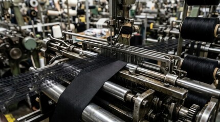 Naklejka premium Industrial Manufacturing Machinery with Rolls of Material.