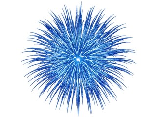 Naklejka premium A stunning burst of blue fireworks against a clean white background, creating a celebratory and explosive visual