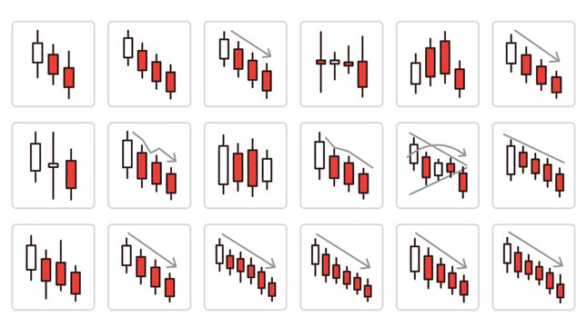 Financial candlestick chart pattern icons for trading.