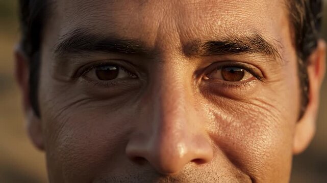 Close up of a man eyes looking into the distance
