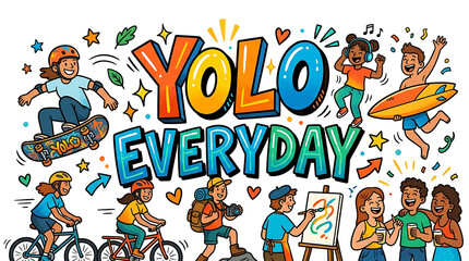Fototapeta premium Vibrant illustration of kids skateboarding and engaging in leisure activities daily.