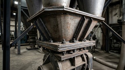 Fototapeta premium Vintage Industrial Mine Cart in Old Factory Setting.