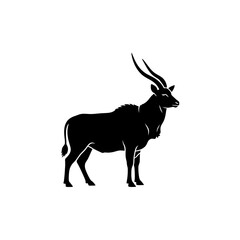 Fototapeta premium Minimalist Black Silhouette Icon of an African Kudu Antelope Standing Vector Illustration