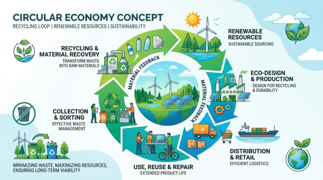 Circular economy concept for sustainable resource management