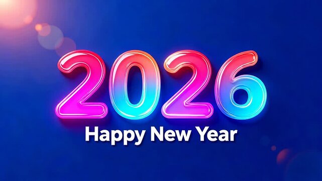2026 Happy New Year colorful text