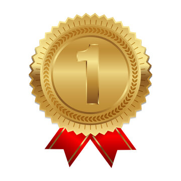 1st gold medal with ribbon for competition celebration