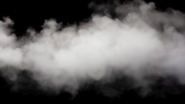 White Realistic Cloud Formation Isolated on Black Background for Visual Effects